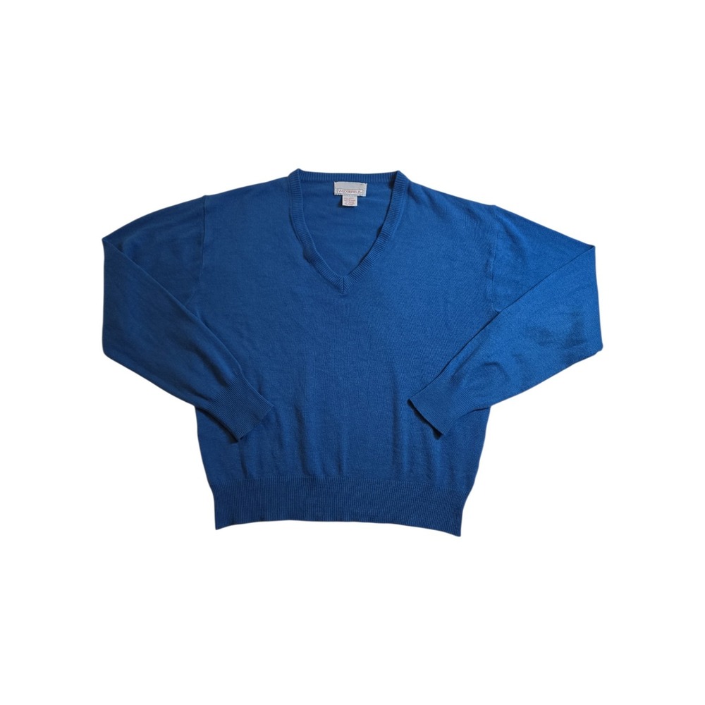 Vintage Wedgefield Blue V Neck Sweater Mens M Made in Korea Acrylic